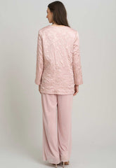Gina Bacconi PINK Lorriane 3 Piece Jacquard Trouser Suit