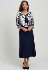 Gina Bacconi NAVY Nell Stretch Jersey Dress & Jacket