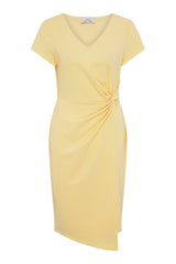Gina Bacconi YELLOW Peggy Short Faux Wrap V Neck Dress