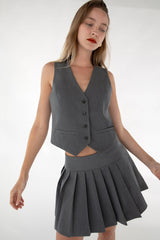 MINI PLEATED SUITING SKIRT