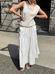TIERED NYLON MIDI SKIRT
