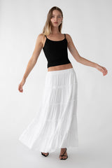 TIERED MIDI SKIRT