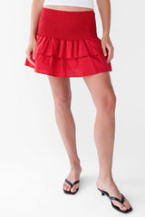 SMOCKED TIERED MINI SKORT