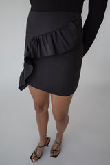 MINI SKIRT WITH CURVED RUFFLE