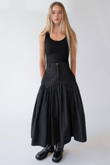 NYLON PLEATED MIDI SKIRT