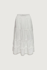 TIERED LACE TRIM MAXI SKIRT