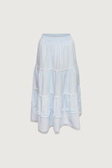 TIERED LACE TRIM MAXI SKIRT