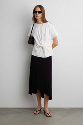 ASYMMETRICAL MIDI SKIRT