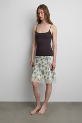 VINTAGE ROSE PRINT SATIN MINI SLIP SKIRT