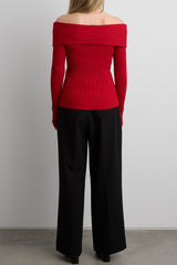 RIBBED OFF THE SHOULDER SWEATER