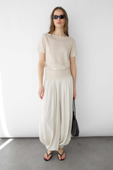 LINEN BLEND SHORT SLEEVE SWEATER