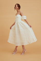 true Decadence Amelia Cream Jacquard Bardot Midaxi Skater Dress