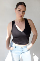 RIBBED BUILT-IN BRA TOP