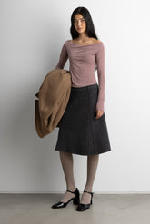 FITTED OFF THE SHOULDER LONG SLEEVE TOP