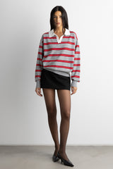 STRIPED RUGBY POLO SWEATER