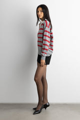 STRIPED RUGBY POLO SWEATER