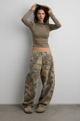 RUCHED COWL CROPPED HOODIE