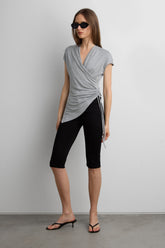 FITTED CROSS FRONT SHIRRED TOP