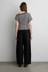 OFF SHOULDER ASYMMETRICAL STRIPE TOP