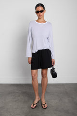 STRIPED DROP SHOULDER TOP WITH CONTRAST NECK