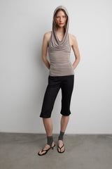 DRAPED COWL NECK SLEEVELESS TOP