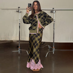 Olive Tartan Maeva Skirt