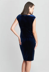 Gina Bacconi Navy Jeanie Velvet Dress