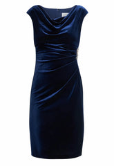 Gina Bacconi Navy Jeanie Velvet Dress