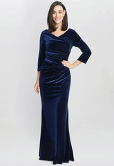 Gina Bacconi Navy Sophie Velvet Maxi Dress