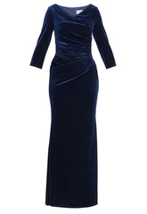 Gina Bacconi Navy Sophie Velvet Maxi Dress