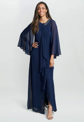 Gina Bacconi Navy Polly Maxi Dress
