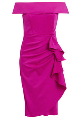 Gina Bacconi Pink Izzy Off The Shoulder Ruched Dress