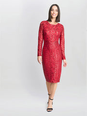 Gina Bacconi Red Angelique Red Sequin Midi Dress