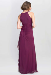 Gina Bacconi Wine Blanche Matte Jersey Dress With Neck Trim