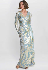 Gina Bacconi Sage Kamala Foil Maxi Dress