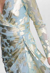 Gina Bacconi Sage Kamala Foil Maxi Dress