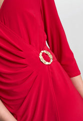 Gina Bacconi Red Tilda Jersey Dress With Embellished Buckle