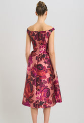 Gina Bacconi Pink Floral Talia Fit & Flare Midi Dress
