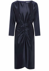 Gina Bacconi Navy Tara Satin Midi Dress