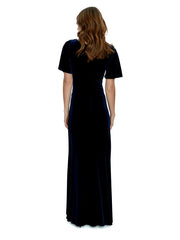 Gina Bacconi Navy Minka Velvet Maxi Dress With Cowl Neck