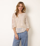 Star Fish Embroidered Butterfly Sleeve Blouse