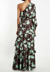 True Decadence Brown Print Ruffle Dress
