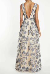 True Decadence Blue Embroidered Maxi Dress
