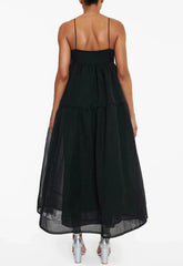 True Decadence Black Smock Midi Dress