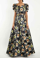 True Decadence Mustard Print Long Skirt