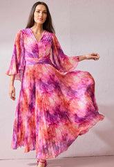 Samantha Jane Pink Alice Pleated Midi Dress