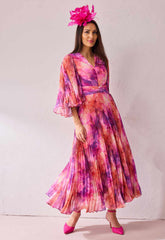Samantha Jane Pink Alice Pleated Midi Dress