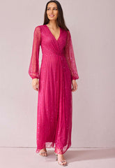 Samantha Jane Raspberry Annie Shimmer Dress