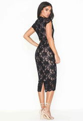 Honor Gold Black Nude Arianna Lace Midi Dress