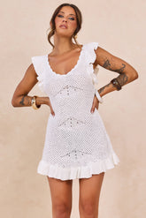 Bare Temptation Knit Mini Dress - White